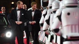 prince william and prince harry british royalty at the premiere of star wars the last jedi