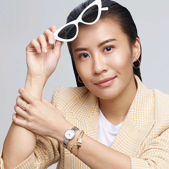 Savina Chai new Tiffany Atlas watches (24mm) in steel with diamonds