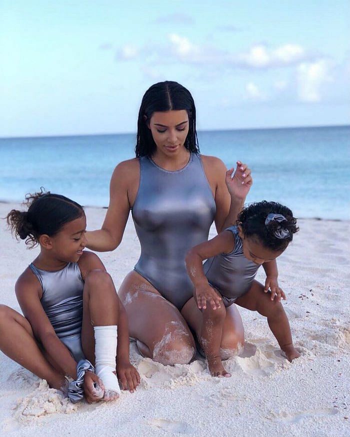 Kim Kardashian with kids in the Bahamas