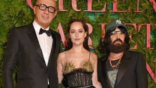 Gucci CEO Marco Bizzarri, Dakota Johnson, Alessandro Michele
