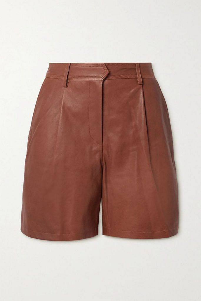 RAG & BONE Ivy Pleated Leather Shorts