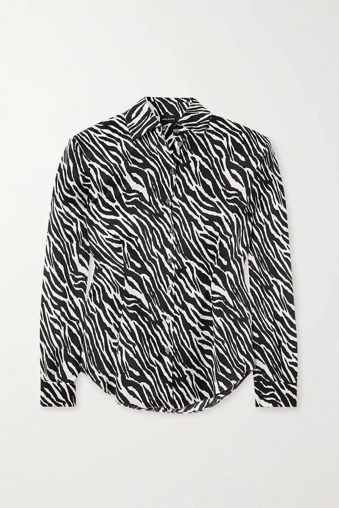MAGDA BUTRYM Zebra-print silk-satin shirt
