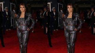 Halle Berry Wears an Edgy Metallic Suit for the Bruised Premiere in LA