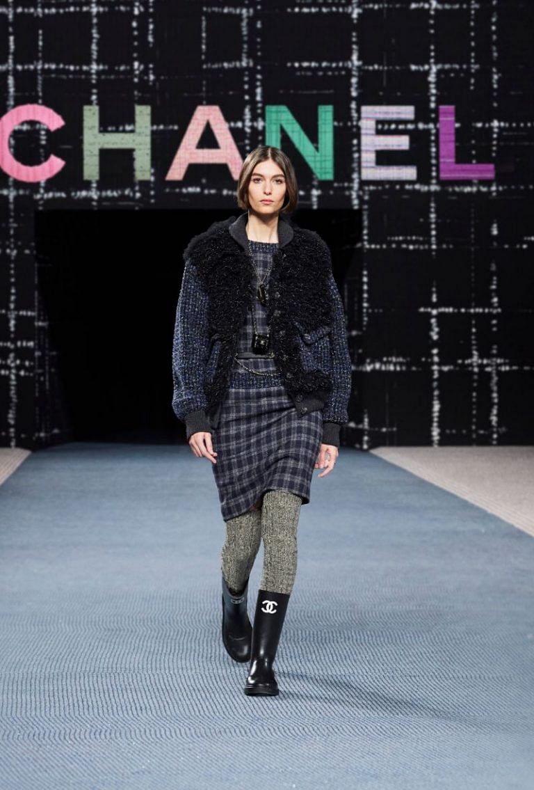 CHANEL カシミア ワイド パンツ グレー 難あり-