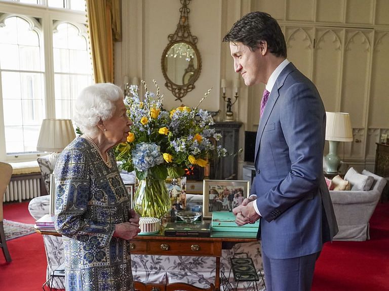 Queen Elizabeth Meets Justin Trudeau for First In-Person Engagement Since Recovering from COVID