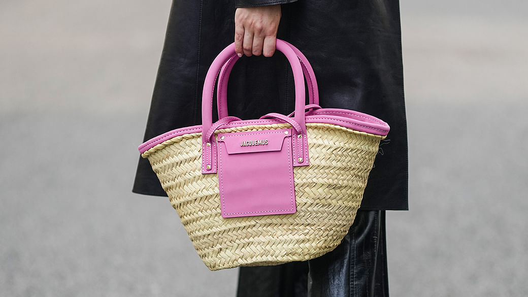 Celine Classic Panier Basket Tote Embroidered Raffia Large at