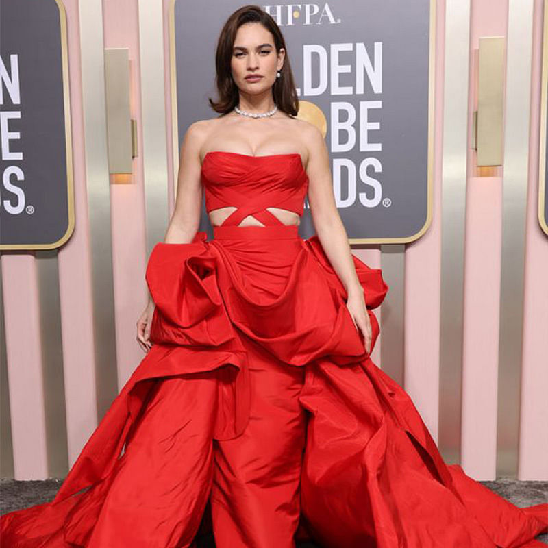 Lily James at the Golden Globes
