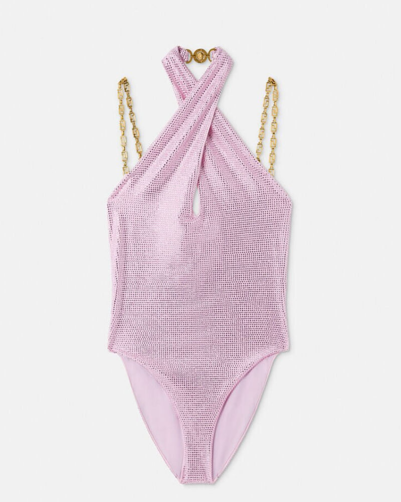 Dua Lipa x Versace Crystal Greca Swimsuit