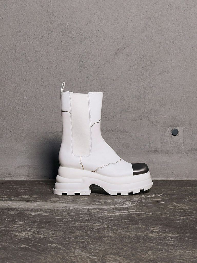 Chalk Chunky Sole Padded Combat Boots - CHARLES & KEITH US
